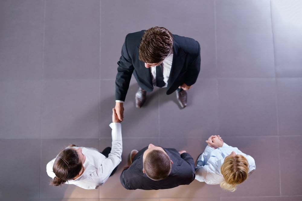 business people shaking hands make deal and sign contract